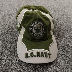 Navy Hat Mens Green Adjustable Strap Back Baseball Cap USA Military Army Veteran